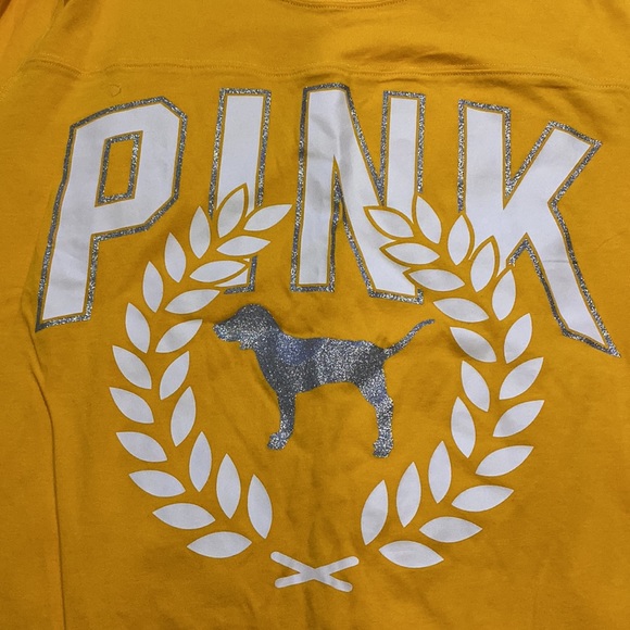 PINK orange t shirt with pink and silver designs NWT size L - Picture 2 of 5